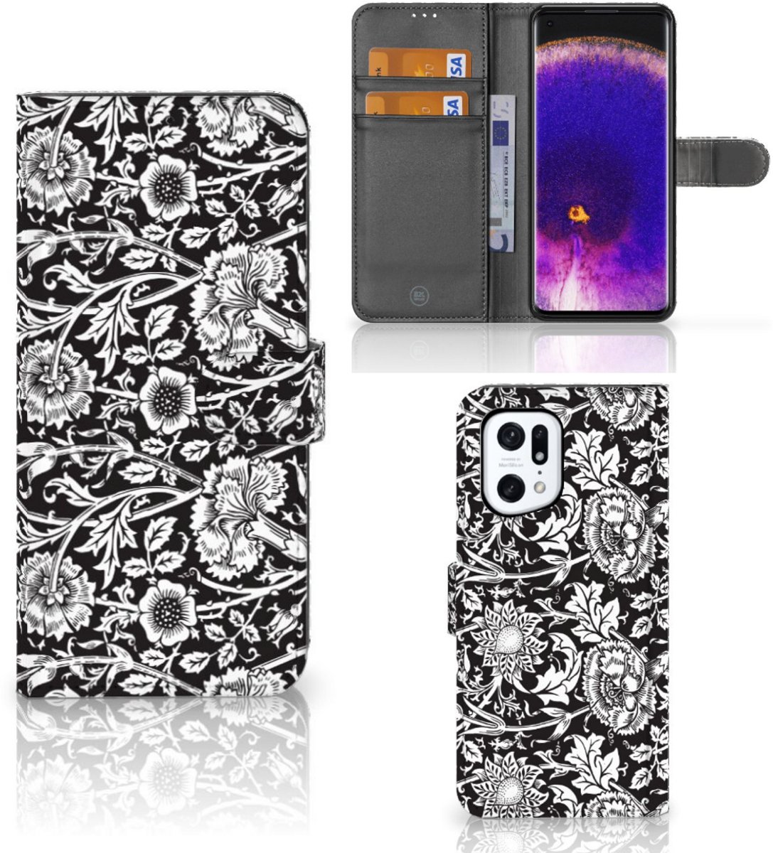 OPPO Find X5 Pro Hoesje Black Flowers