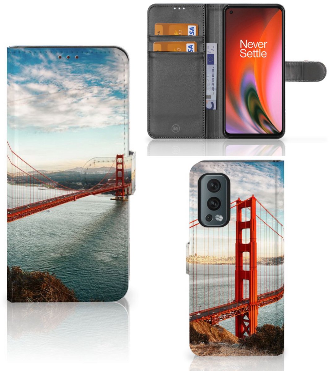 Book Case voor OnePlus Nord 2 5G Flip Cover Golden Gate Bridge