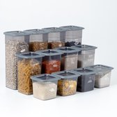 Set de Bocaux de conservation de Bidons alimentaires 12 pièces Bocaux de conservation en plastique anthracite avec couvercle Récipient pour aliments frais Bocaux de conservation hermétiques Congélateur empilable