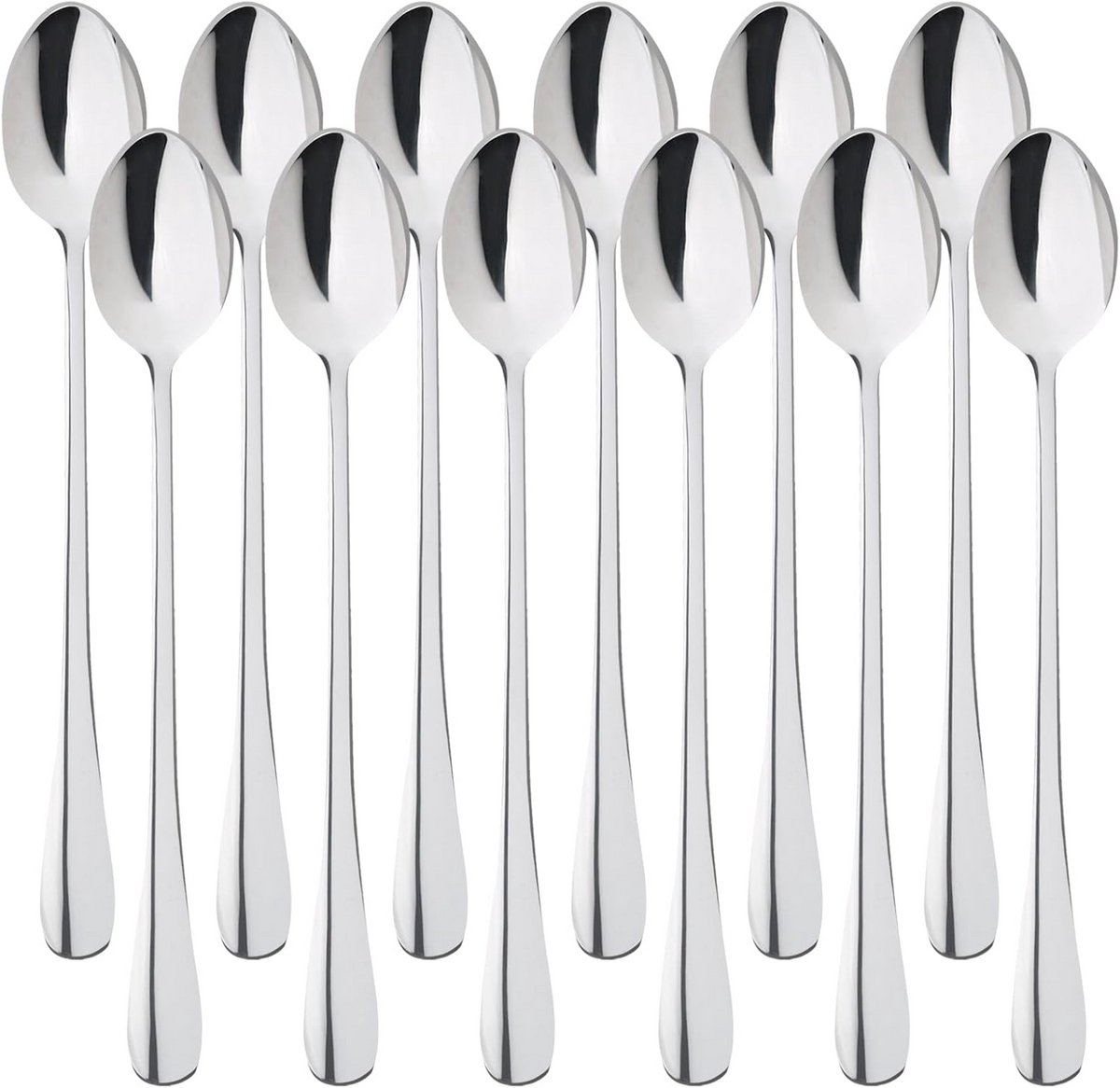 Set van 12 lange lepelset voor latte macchiato en desserts - 19,8 cm