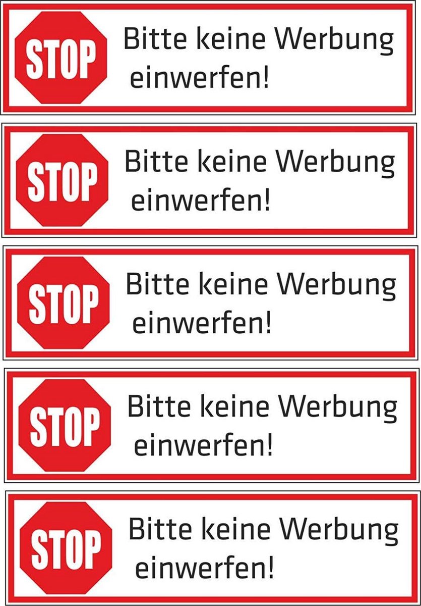 Witte Brievenbus Sticker Geen Reclame 70x20mm - Stop Ongewenste Post