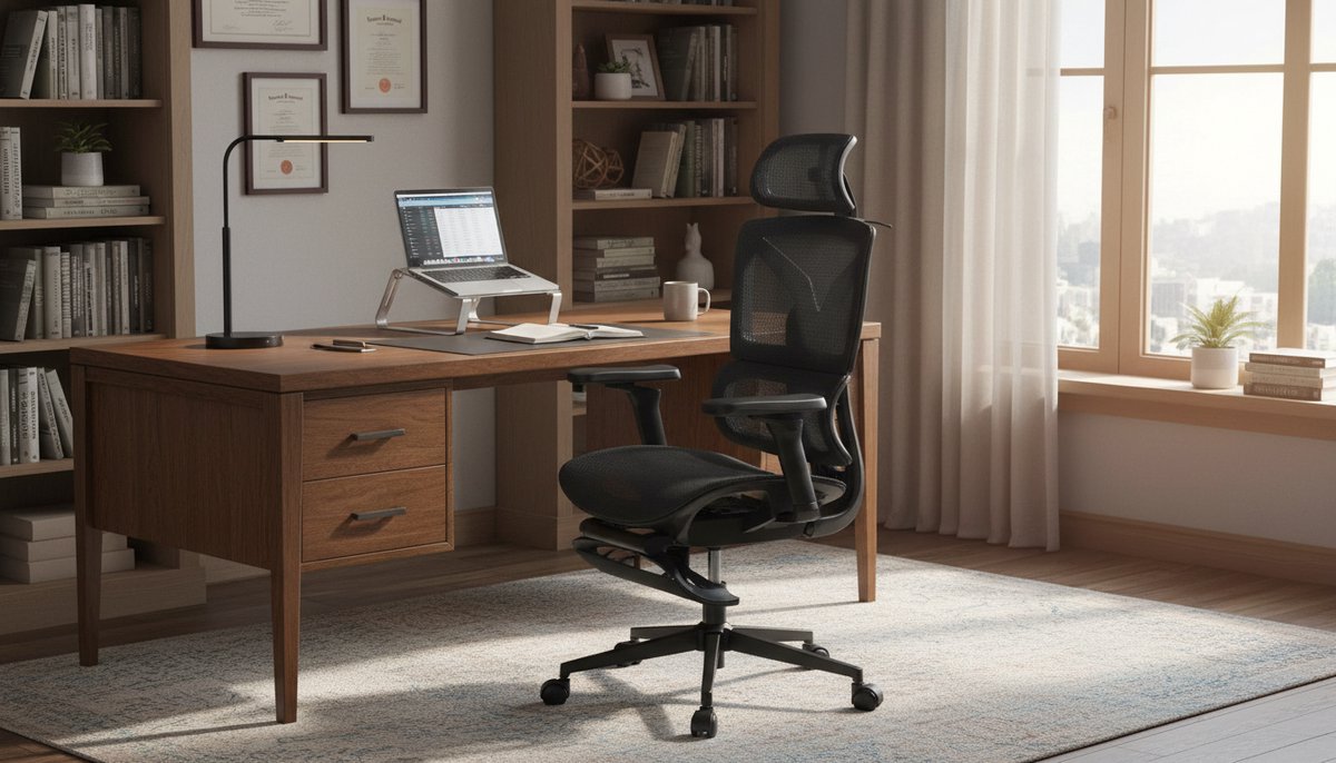 Ergonomische Bureaustoel Casa Velluto S3 Elite Pro met Voetsteun, 5D Verstelbare Armleuningen, Draaibare Mesh Office Chair, Verstelbare Lendensteun en Zitdiepte, Grote Gaming en Thuiswerk Computerstoel Zwart