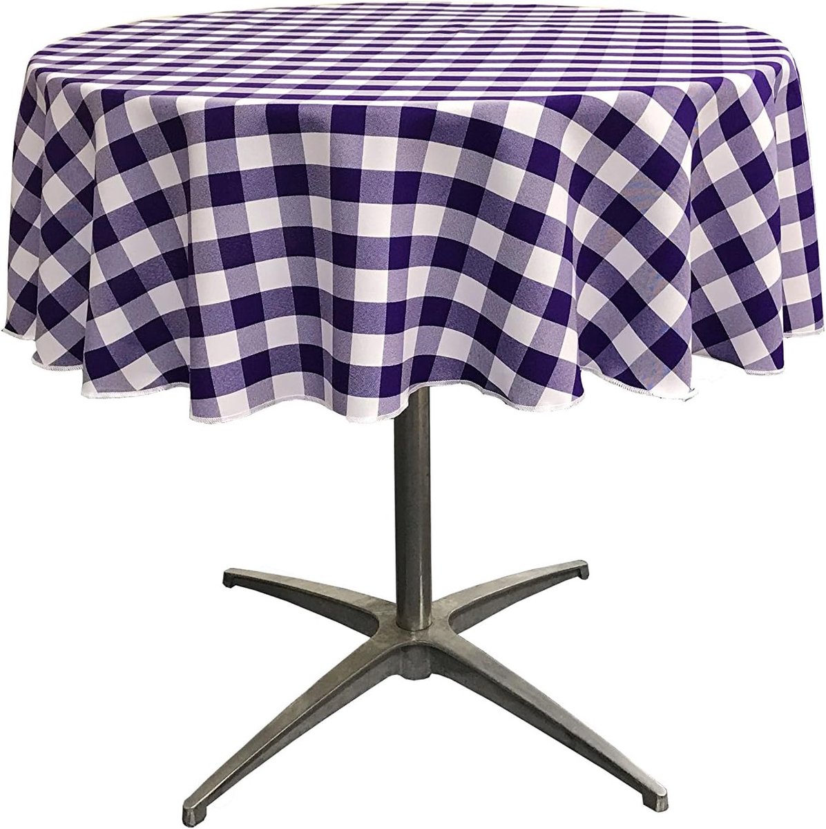 Rond Polyester Gingham Tafelkleed 147,32 cm Groen/Wit