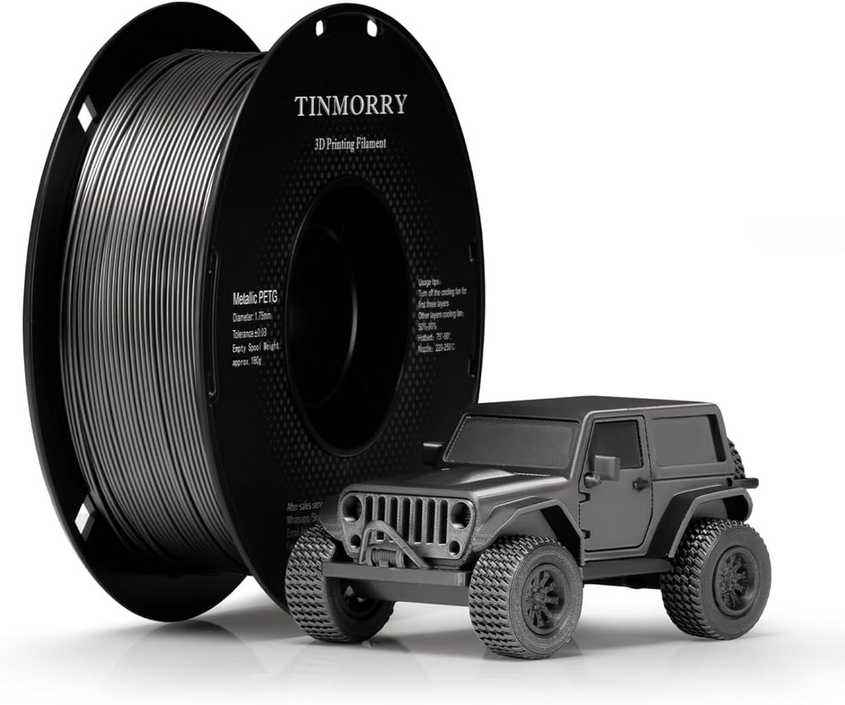 Metallisch PETG Filament 1.75mm voor 3D printers - 1KG in Metallic Ruimtegrijs