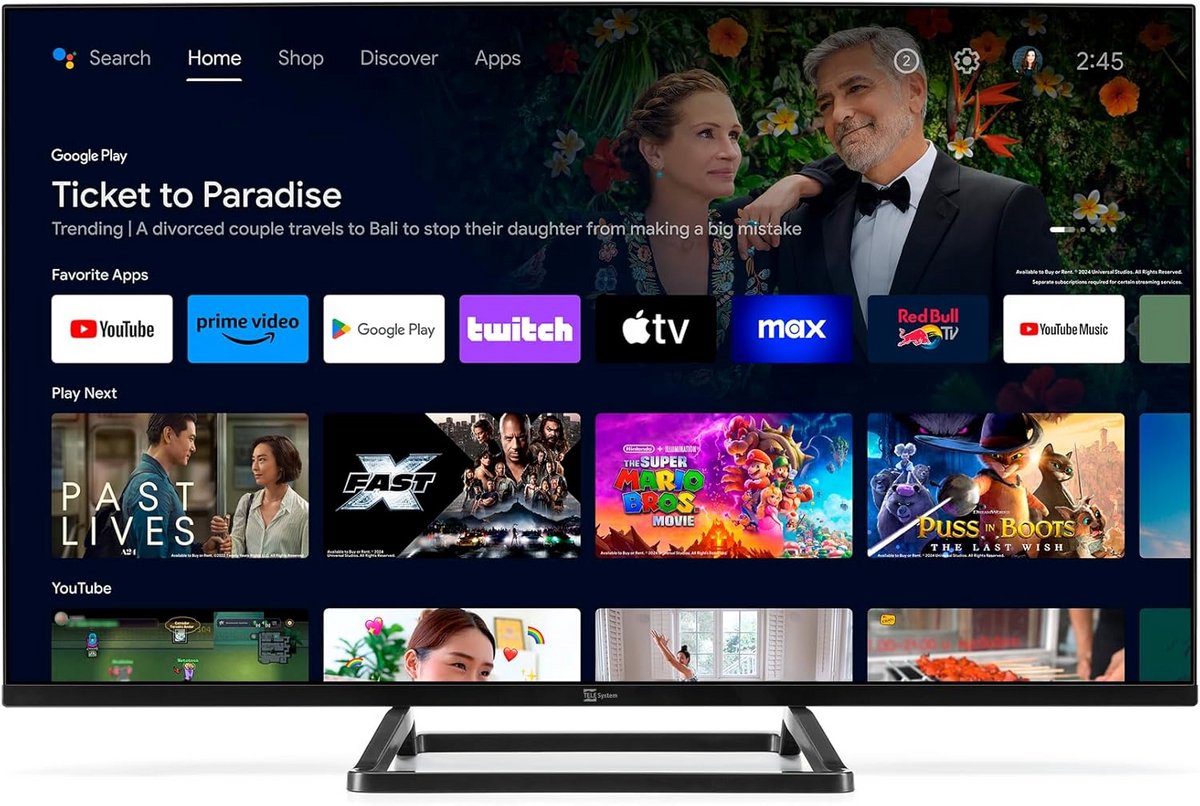 32 Inch Smart TV met Android TV, Google Cast en HDMI poorten