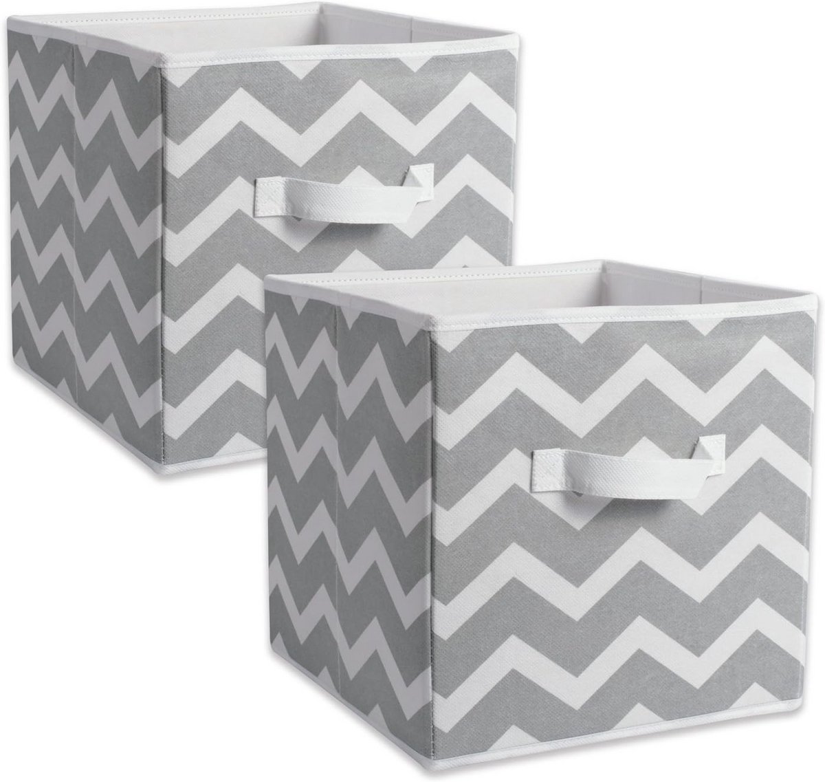 Opbergmanden Set van 2 - Grijze Chevrons - 33x33x33 cm - Organiseer Je Ruimte