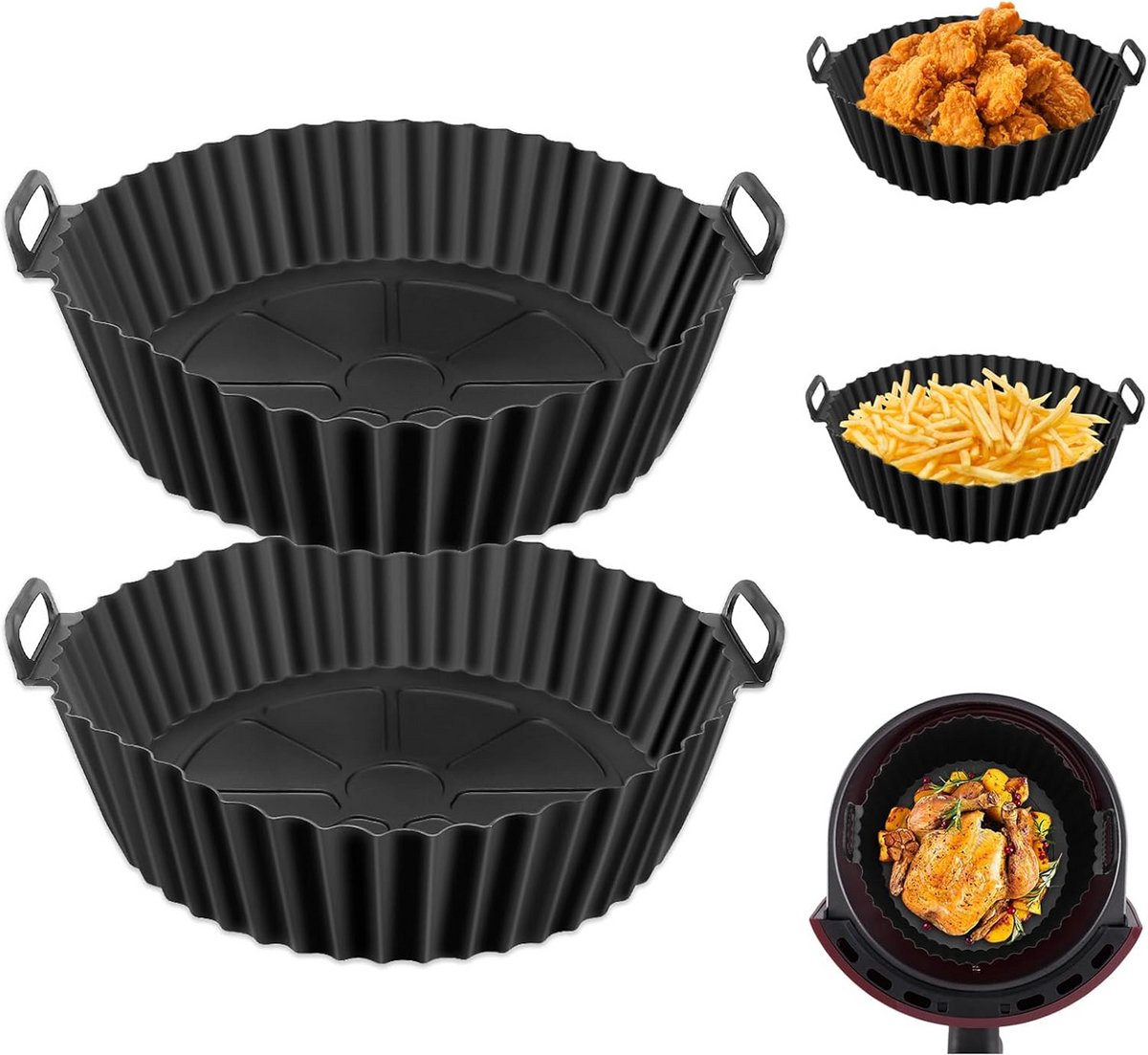 Siliconen Bakvormen voor Airfryer - 2 Stuks Herbruikbare Accessoires