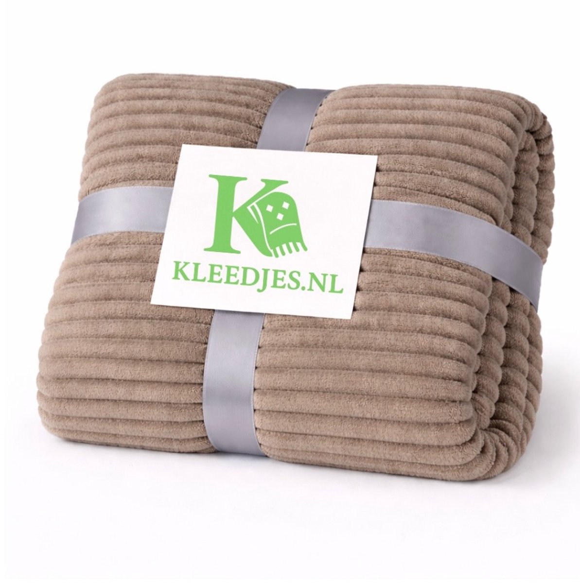 Strepen fleece deken 150x200 cm – Comfortabel & zacht – Voor bank en bed – Lichtbruin