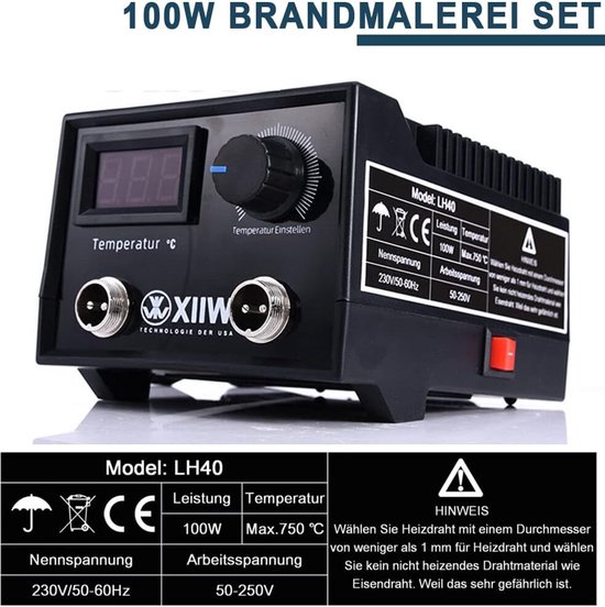 Houtbrander Set - Pyrografie Machine - Soldeerbout - Hobby & Professionals - Creatief van Merkloos	 — afbeelding 3