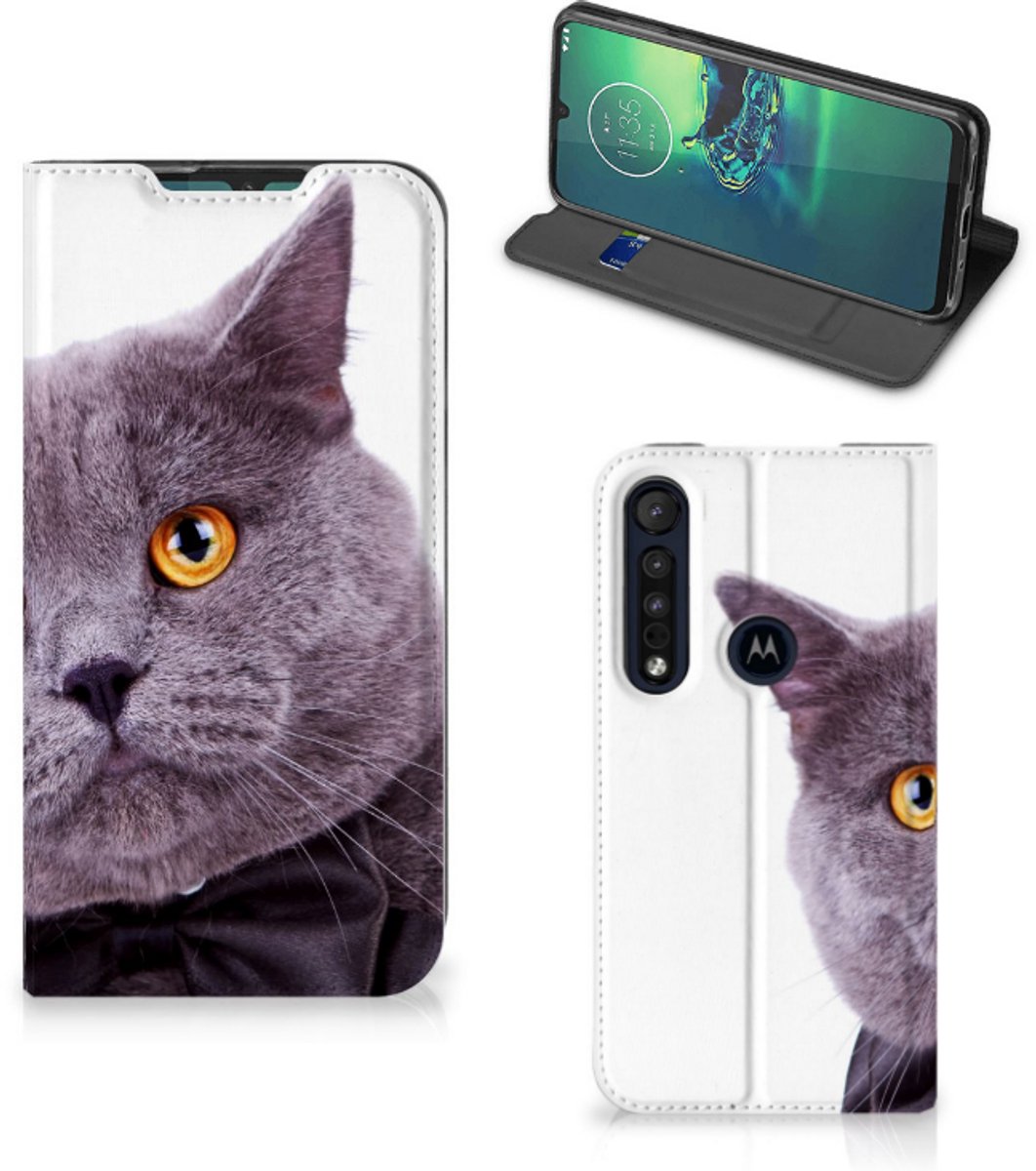 Standcase Hoesje voor Motorola G8 Plus Hoesje maken Kat