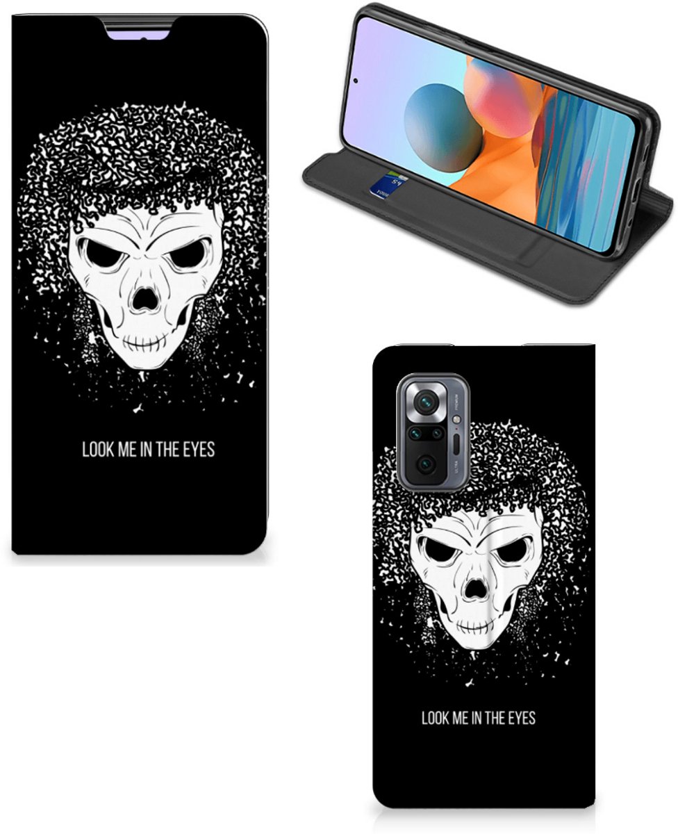 Standcase Hoesje voor Mobiel BookCase Xiaomi Redmi Note 10 Pro Skull Hair