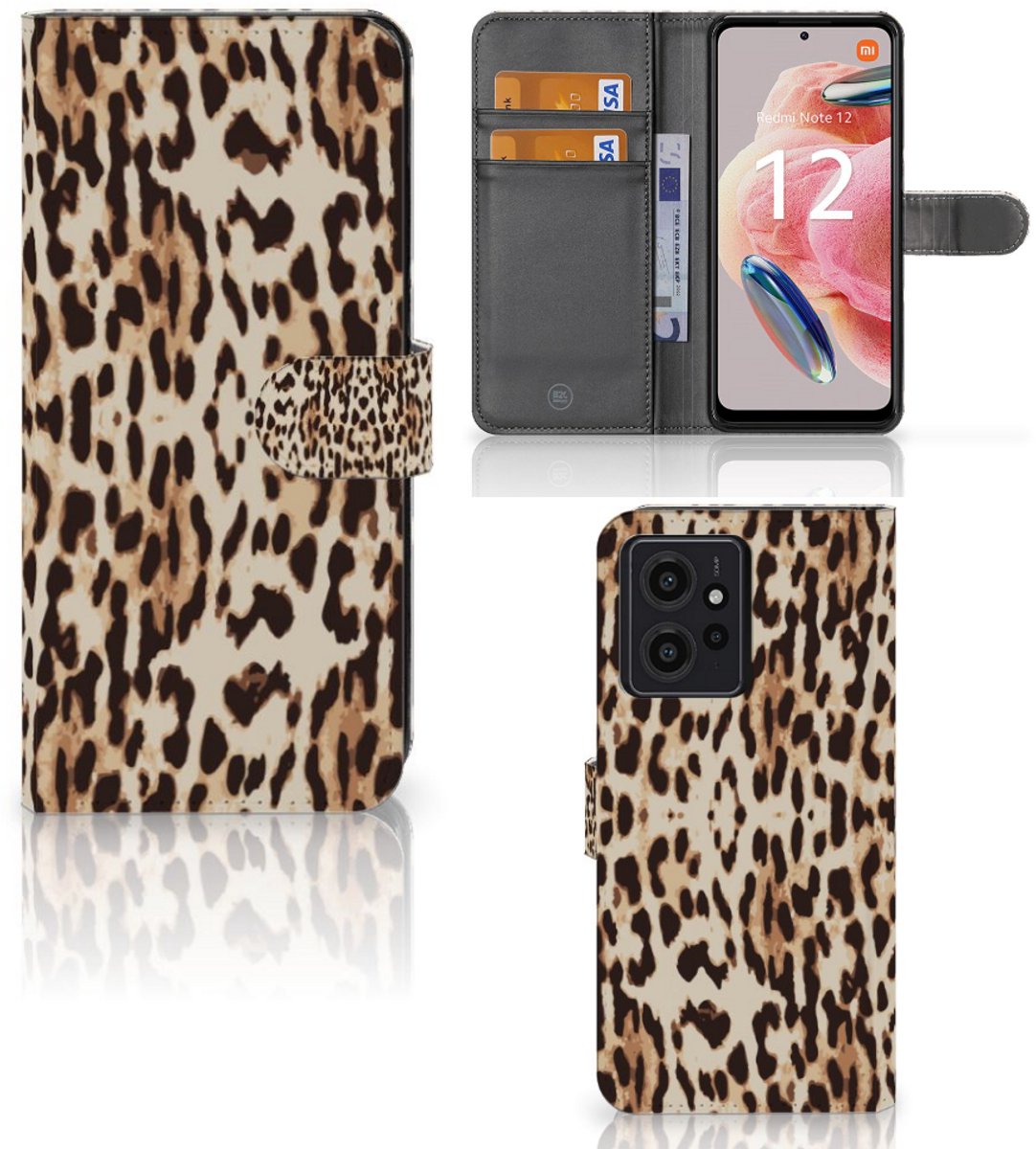 Xiaomi Redmi Note 12 4G Telefoonhoesje met Pasjes Leopard