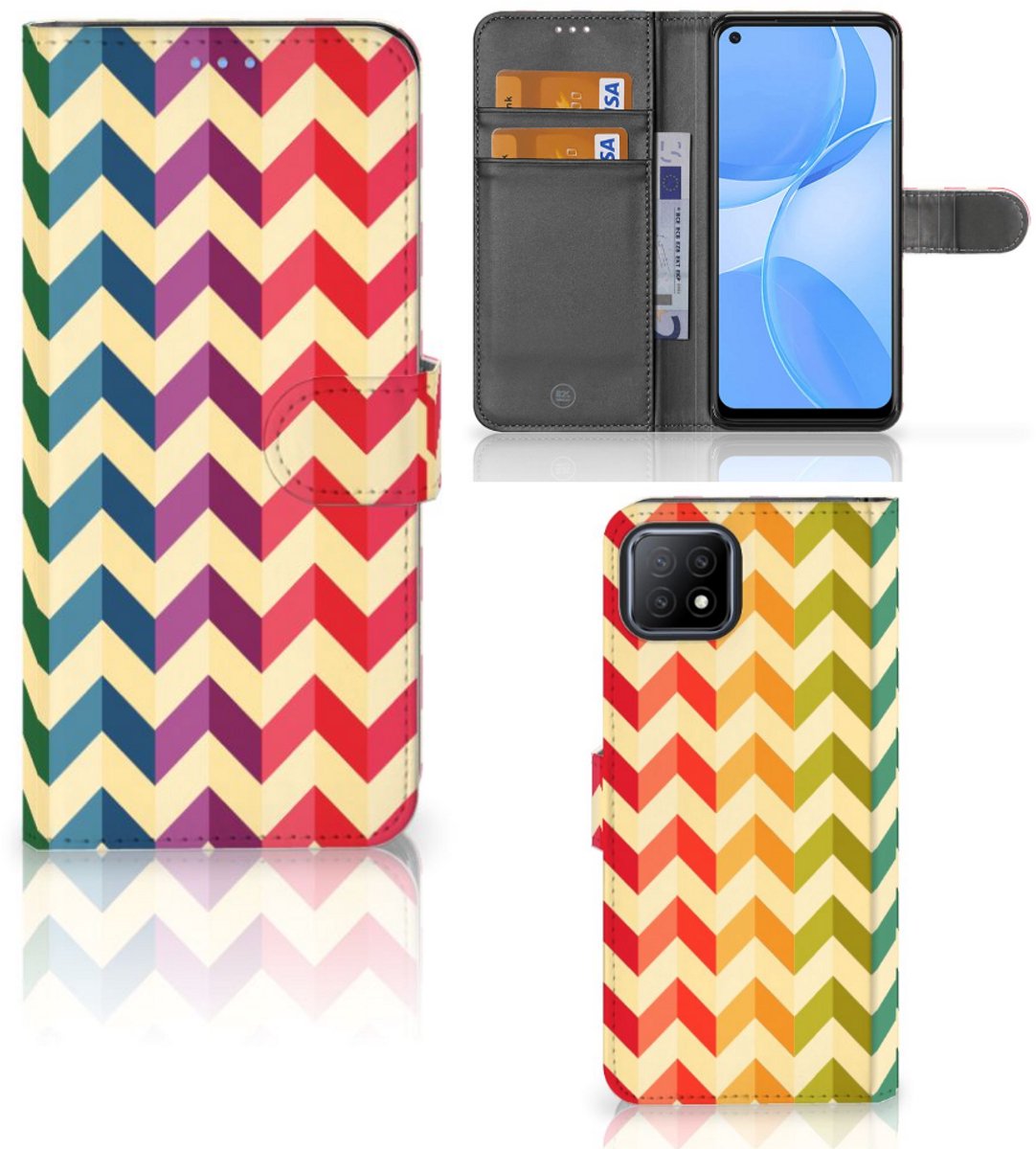 OPPO A73 5G Telefoon Hoesje Zigzag Multi Color