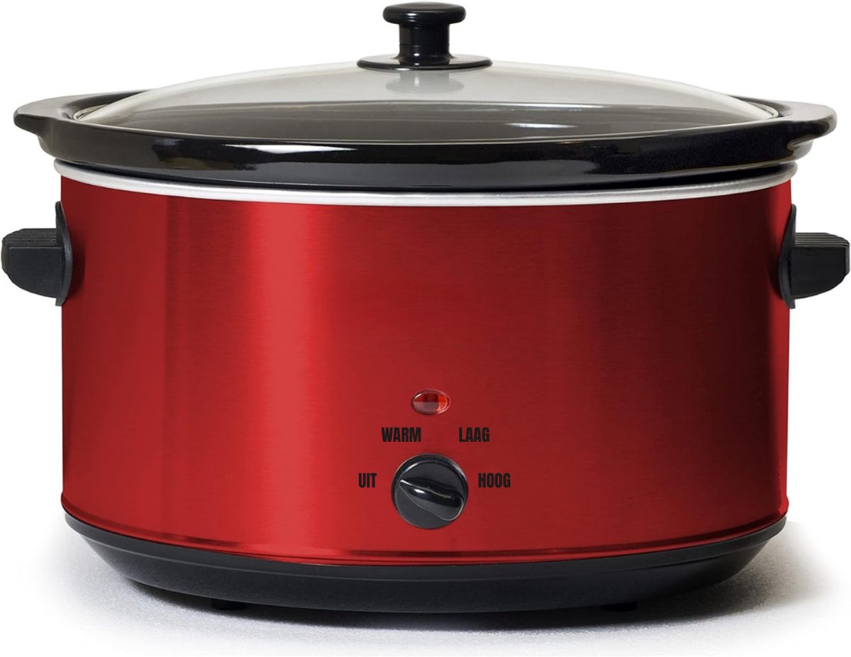 Florixa® Slowcooker met timer - Slowcooker - Crockpot - Rood- 42cm x 26cm x 30cm