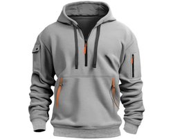 MakingDa Herenhoodie met kwart rits, fleece trui met ritszakken en trekkoord, lange mouwen, trainingspak-top met manchetten, capuchon en losse pasvorm, klassieke modieuze trui voor werk en vrije tijd