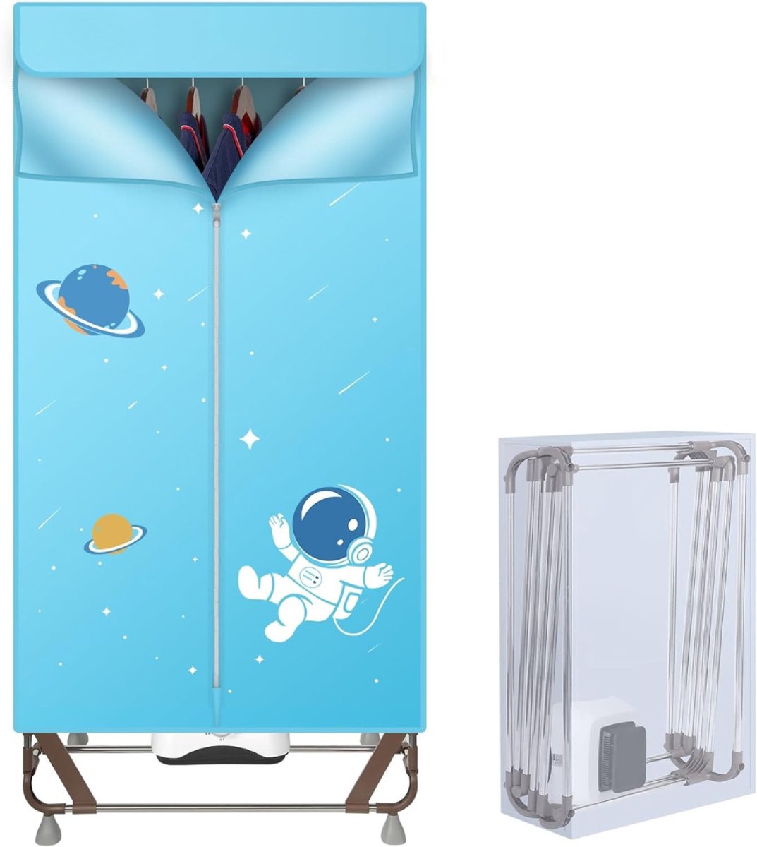 DYNA® Elektrisch Droogrek - Droogrek - Droogrek Elektrisch - 150cm Hoog - 1500W - Lichtblauw - ‎80cm x 47cm x 170cm