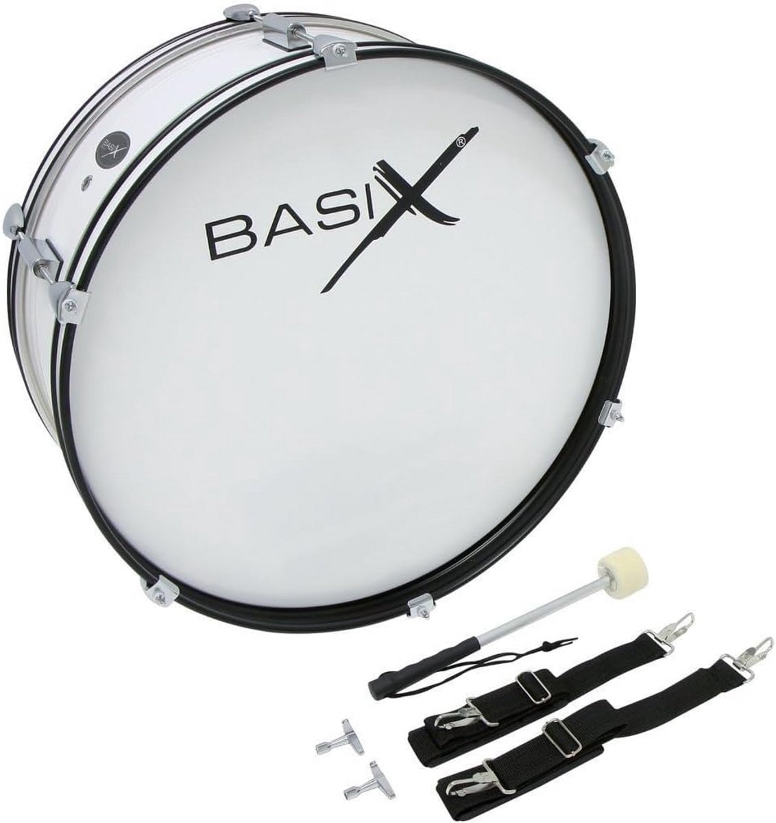 GEWA Junior Marching Bassdrum, marsdrum 22x7", houten ketel wit
