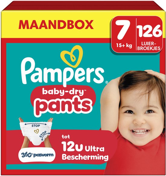 Pampers Baby-Dry Pants Maat 7 - 126 Luierbroekjes -15kg+ - Maandbox