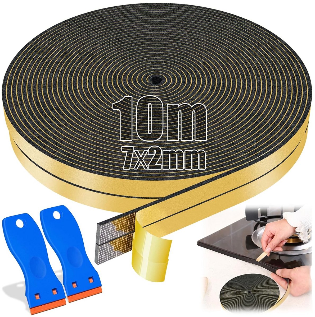 Afdichtingstape voor Kookplaat en Gootsteen - Zelfklevend Schuimrubber 10m x 7mm