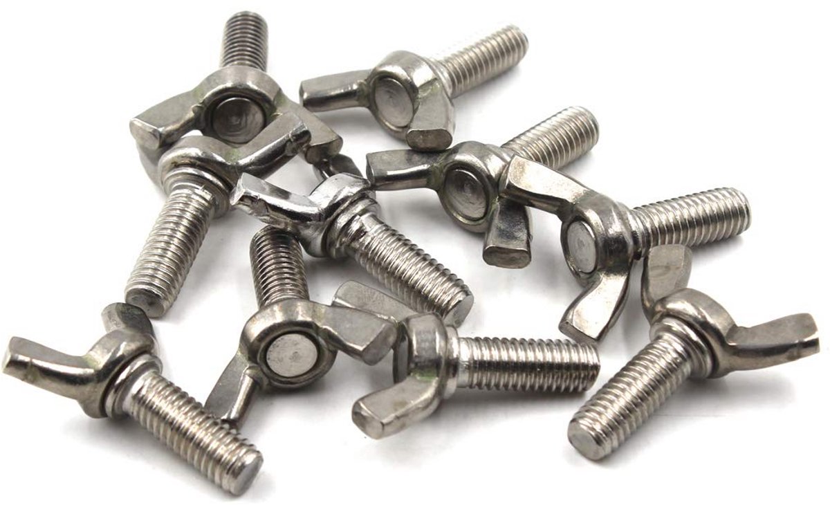 Vleugelbout Set M6x25 - 30 Stuks - RVS Hand Twist en Vlinder Schroeven