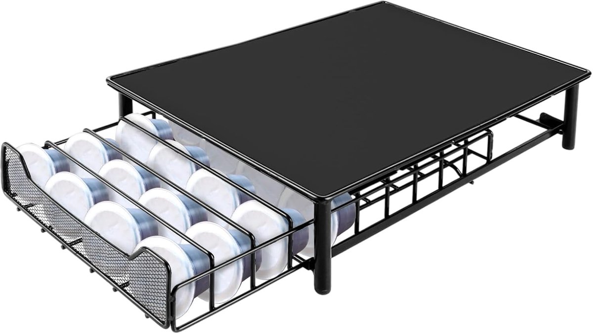 Metalen capsuleshouder voor koffiepads - 60 capsules, 42 x 28 x 9,5 cm