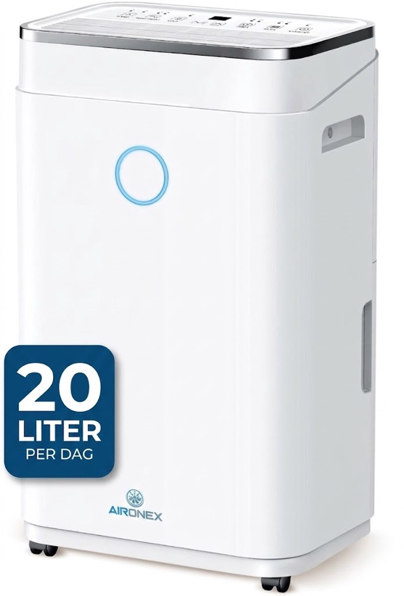 Bol.com Aironex Luchtontvochtiger 20 ltr - Ontvochtigt 20 liter per dag - Voorkomt Schimmel - Stil - Geschikt voor woonkamer, sl... aanbieding