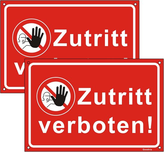 Toegang Toegang Verboden Bord - 20 x 30 cm Kunststof Waarschuwing voor Deuren ...