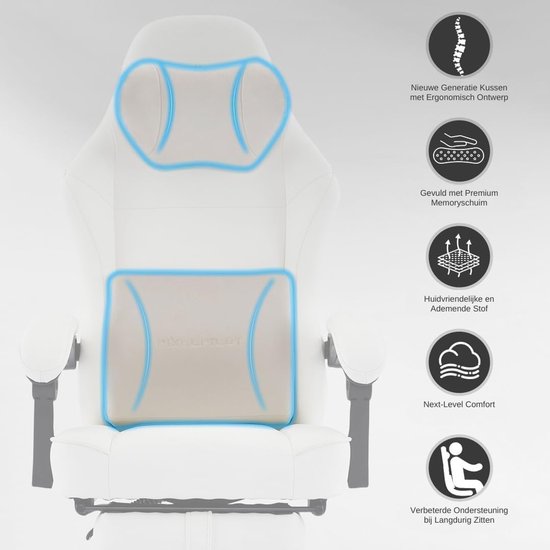 Ergonomische Gamingstoel met Voetensteun en Ademend Stof voor PC Gamers — afbeelding 3