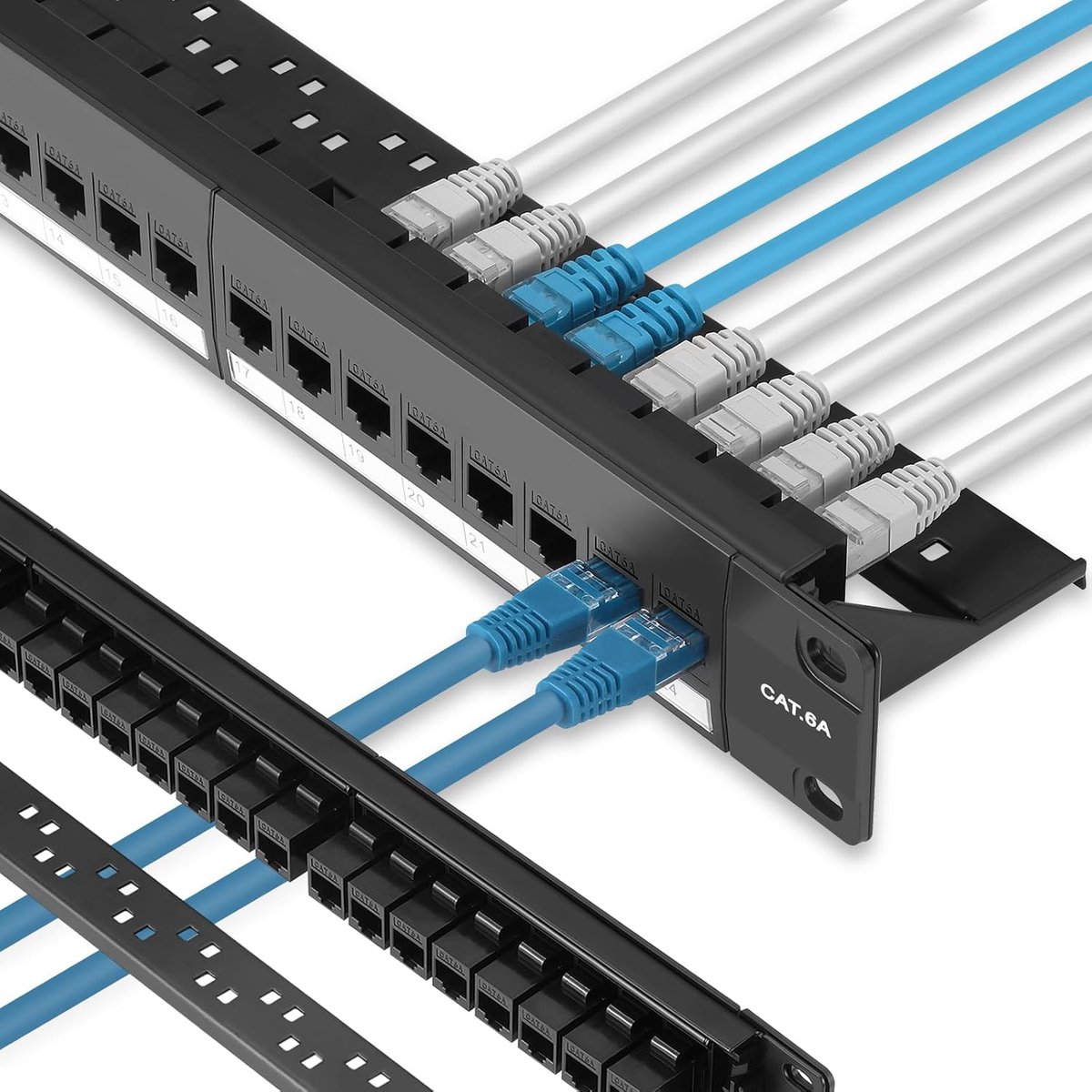 Patchpaneel 1U 24 poorten Cat6A met inline Keystone 10 G-ondersteuning