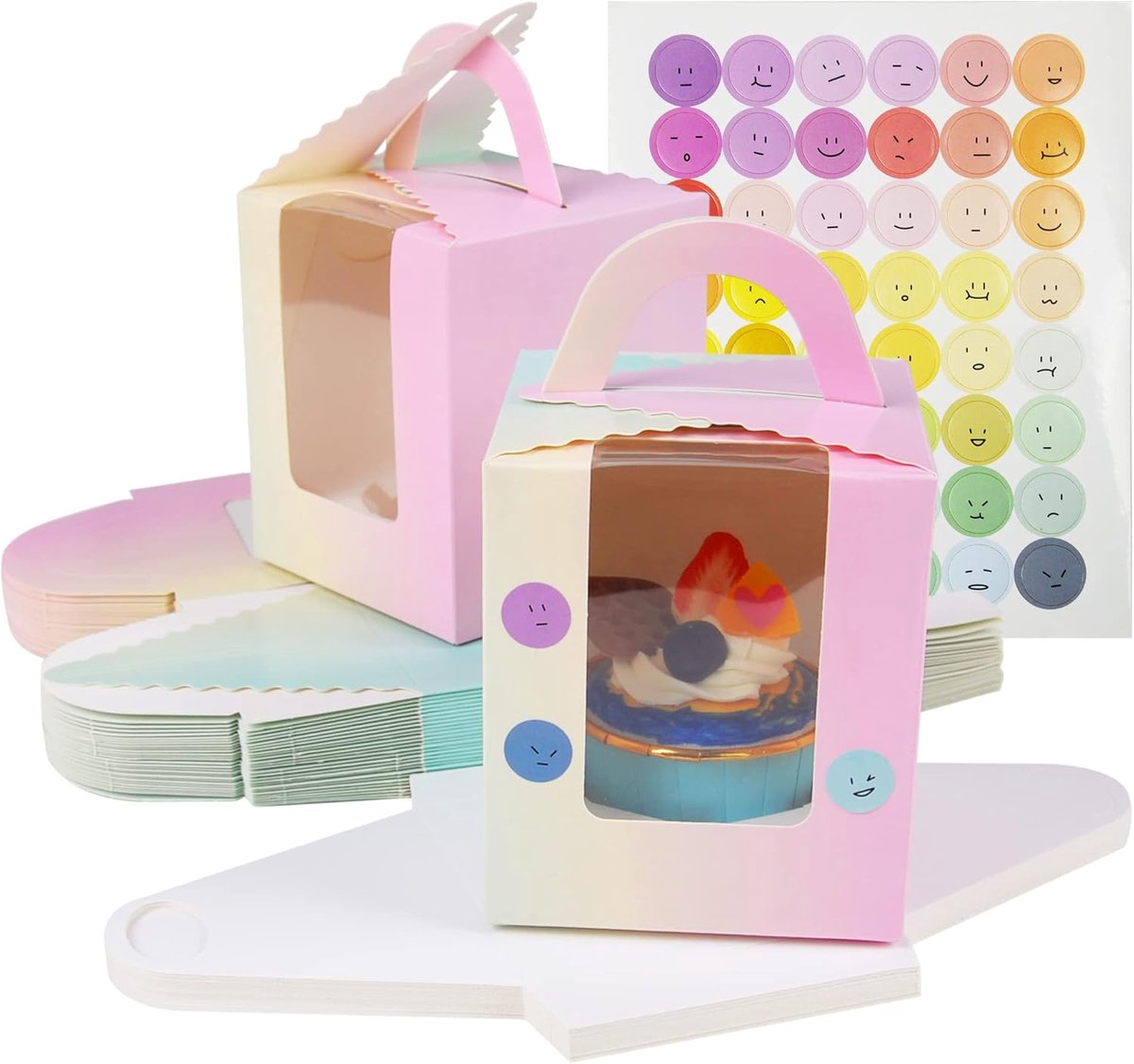30 Stuks Cupcake Dozen met Kijkvenster en Handvat - Perfect voor Taarten en Muffins
