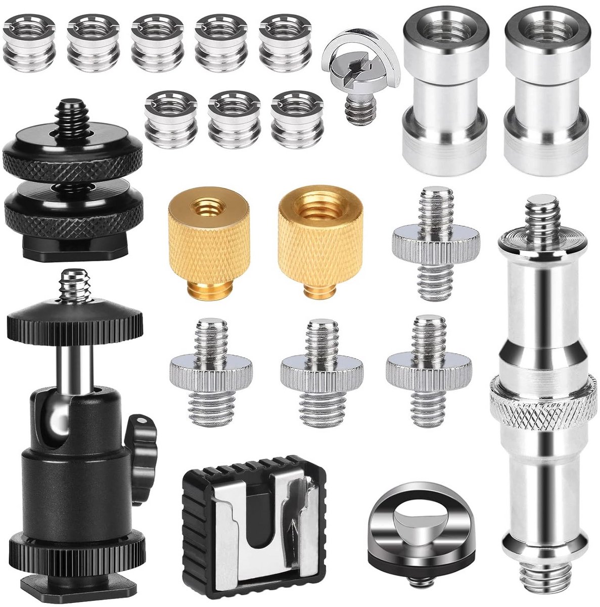 22-delige camera schroefadapter set 1/4 naar 3/8 inch voor statieven en monopods