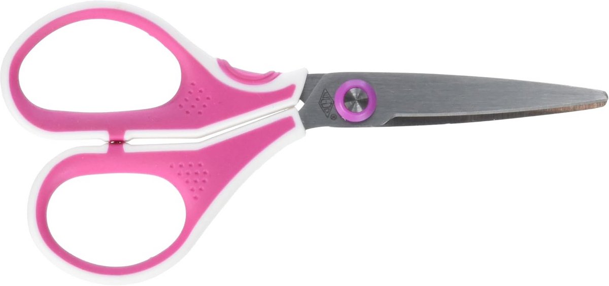 Roestvrijstalen Schaar met Ergonomische Softtouch Handgrepen - 13 cm, Roze/Wit