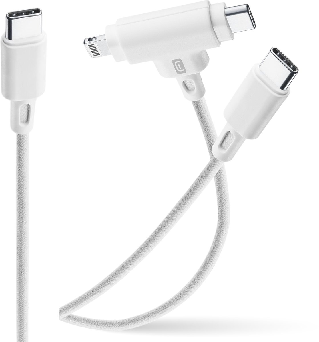Cellularline USBDATADUALPIN1MW mobiele telefoonkabel Wit 1,5 m USB C USB C/Lightning