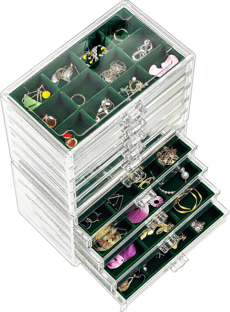 Duidelijke Acryl Sieraden Organizer met 10 Lades - Ideale Sieradenopslag voor Vrouwen