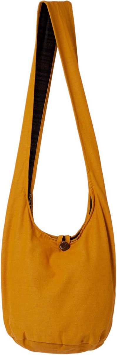 Grote katoenen schoudertas voor dames en heren | Unisex crossbodytas met ritssluiting en binnenvak | Duurzaam en lichtgewicht