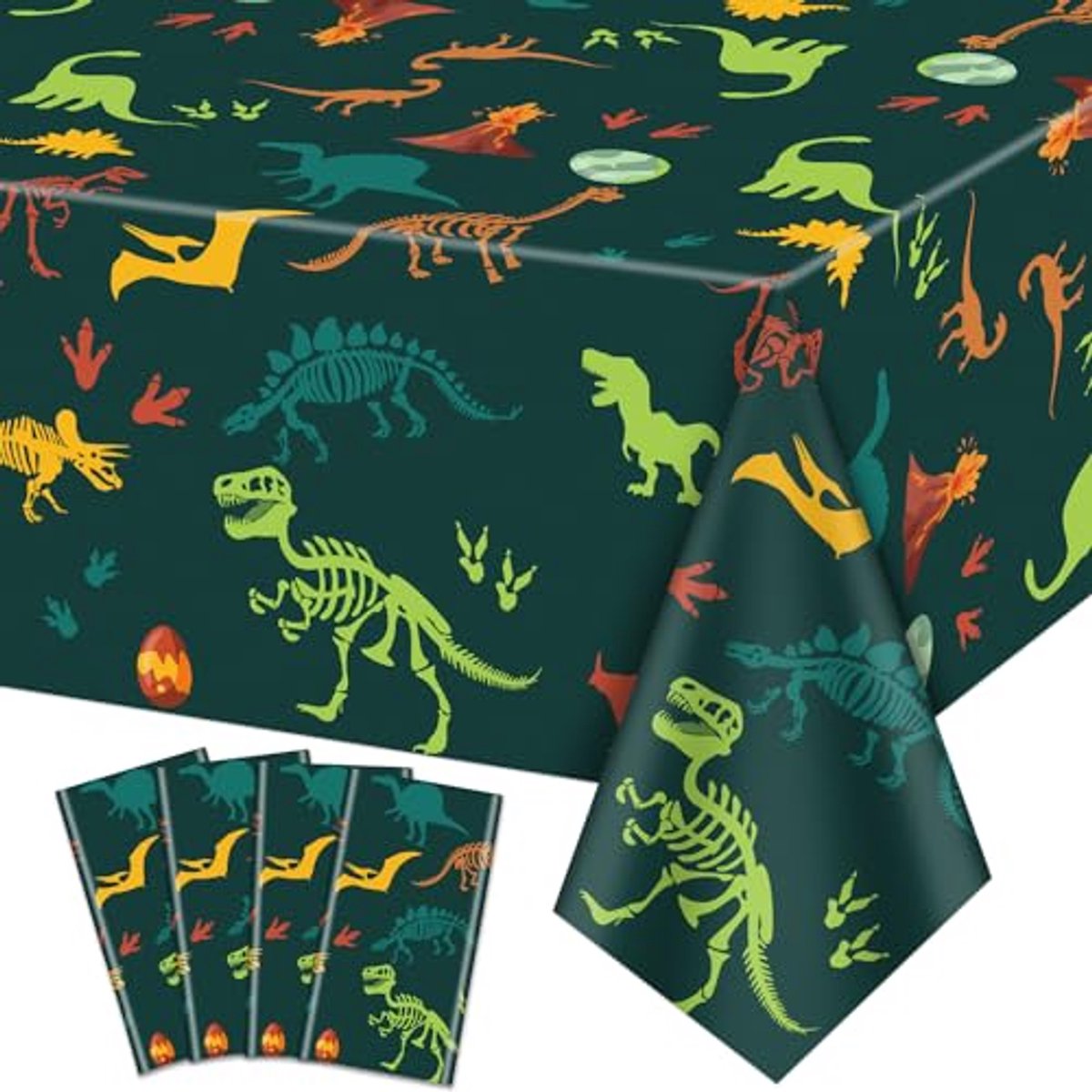 Ultiluxe® Tafellaken Wegwerp - Dinosaurus - Dun Tafelkleed - Tafeldecoratie - 130 x 220 cm - Kinderfeest Decoratie - Waterafstotend - Kunststof - Dinos - Voor feestjes en verjaardagen - Groen