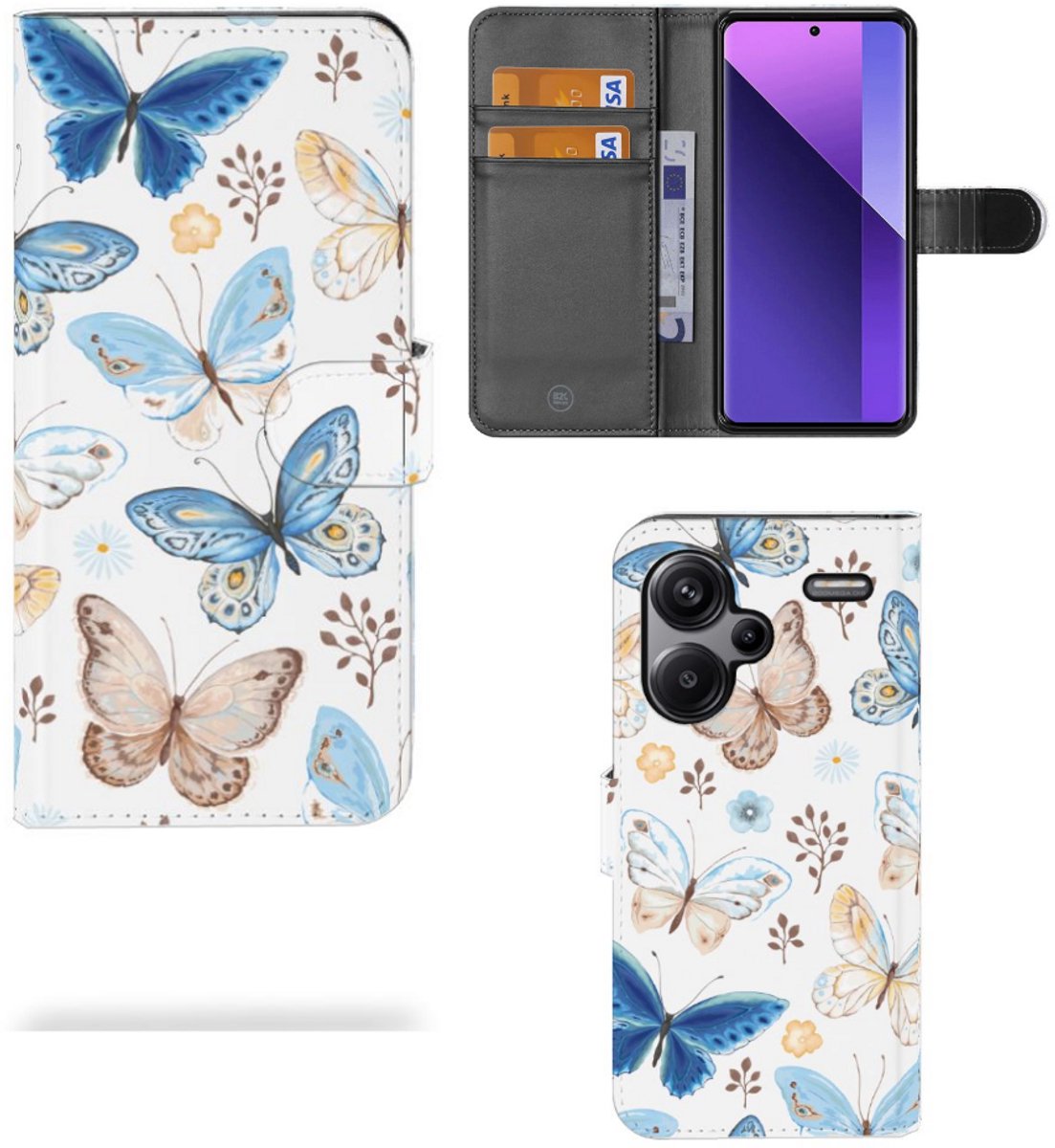 Telefoonhoesje met Pasjes voor Xiaomi Redmi Note 13 Pro Plus Vlinder