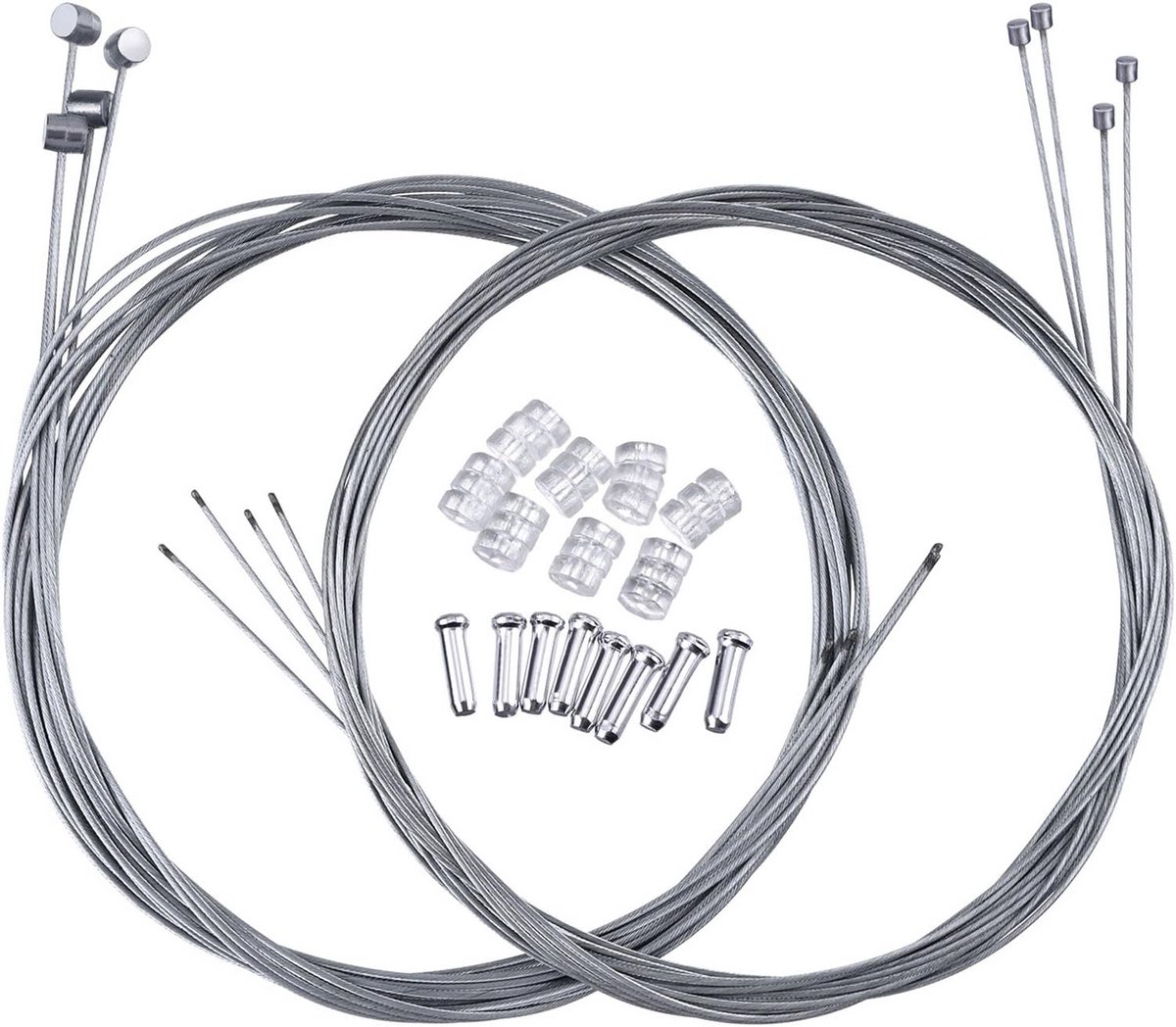 Set van 2 mountainbike remkabels en transmissiekabels met complete accessoires