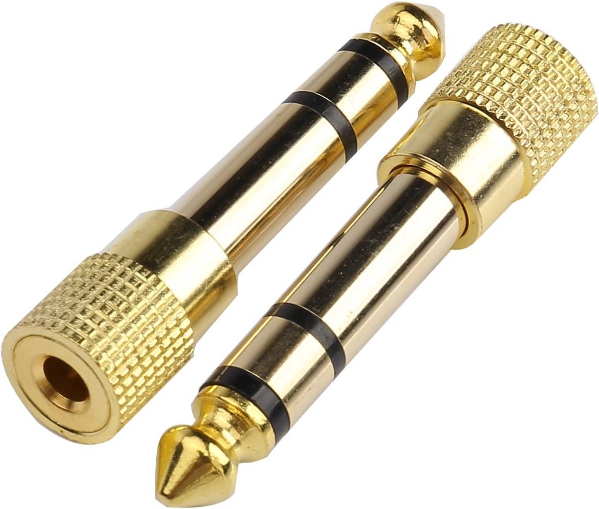 Professionele 6,35 mm naar 3,5 mm jack adapter voor stereo audio, 2 stuks