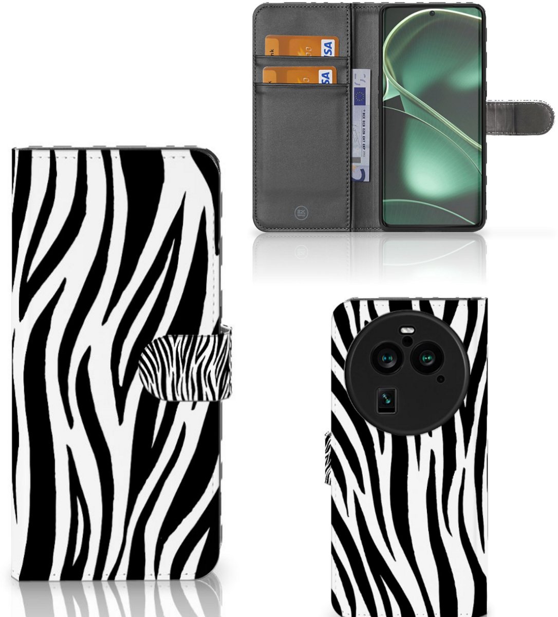 OPPO Find X6 Pro Telefoonhoesje met Pasjes Zebra