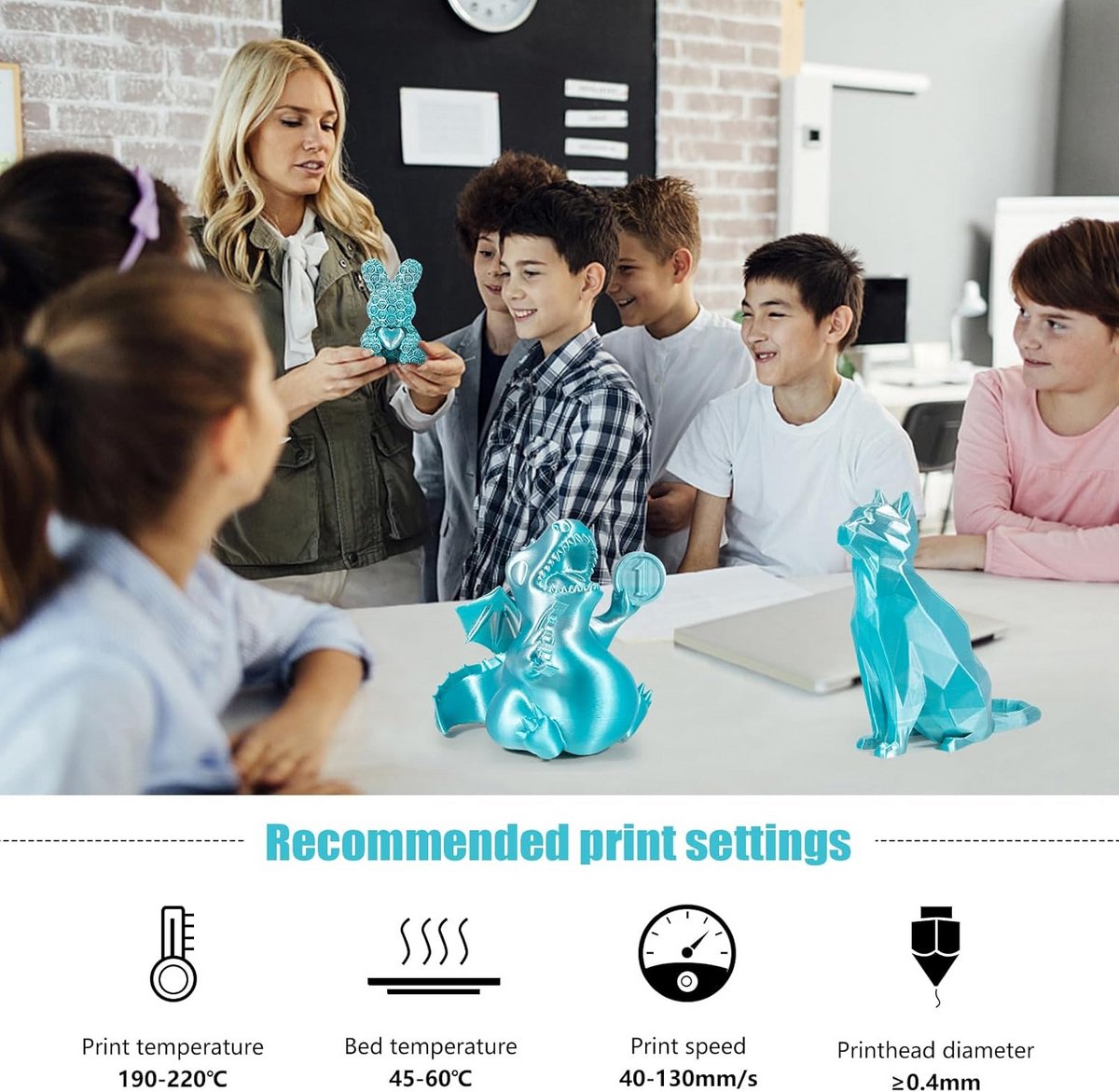 Dubbel Zilverblauw Zijden PLA-Filament 1,75 mm - 3D Printer Filament met Kleurwissel Effect - 1 kg