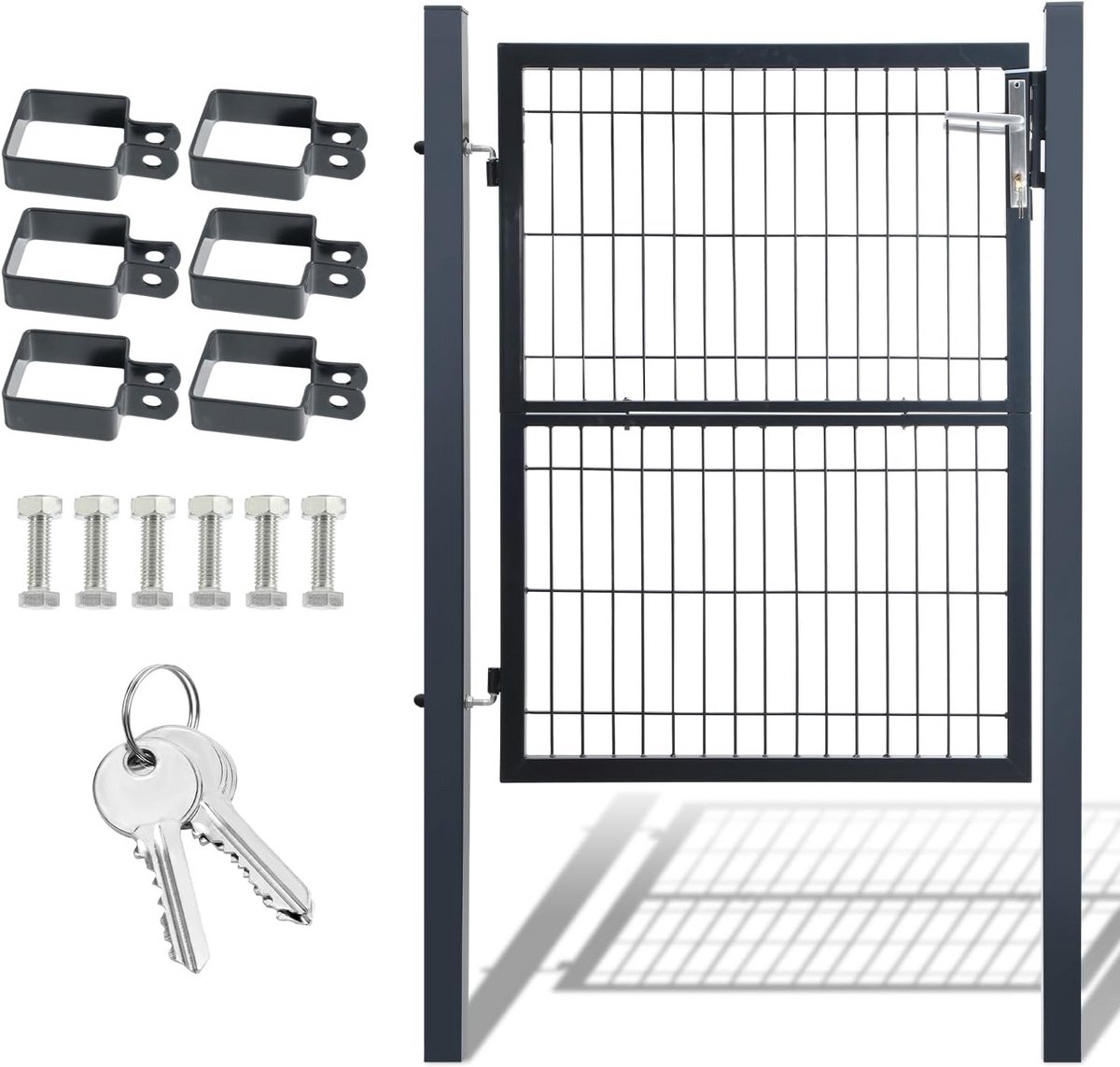 Tuinpoort van staal 100 x 100 cm - Weerbestendige hekdeur met slot en sleutels - Duurzaam 
