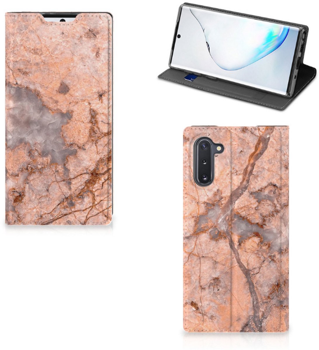 Samsung Galaxy Note 10 Standcase Marmer Oranje