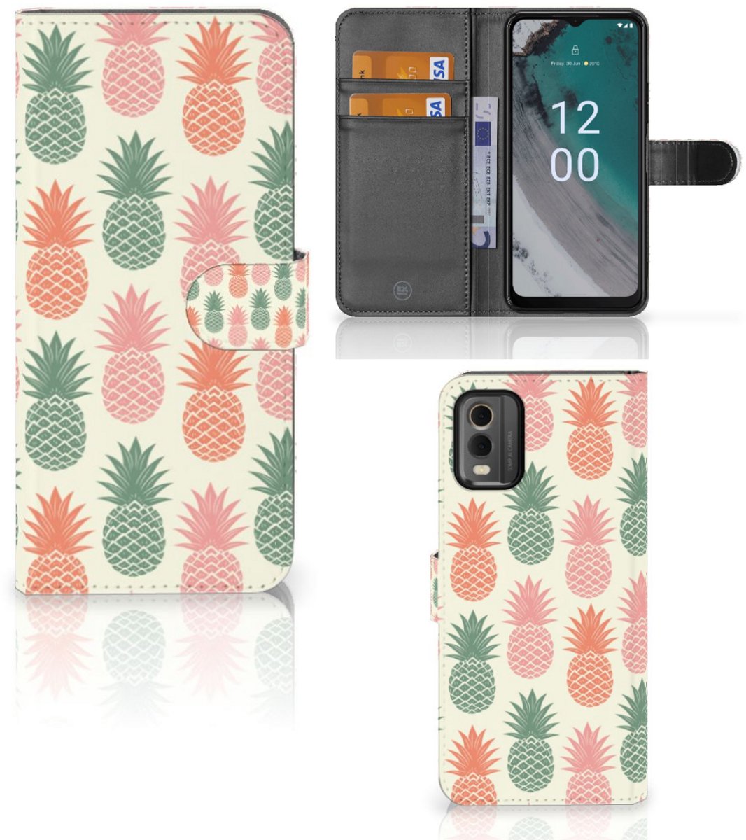 Nokia C32 Book Cover Ananas