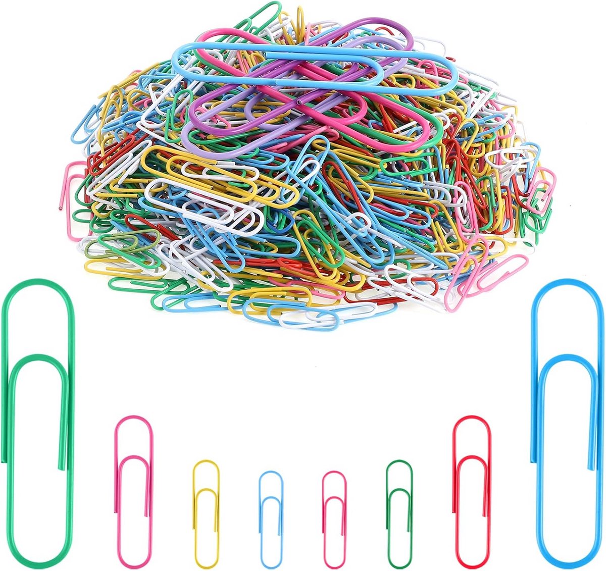 700 Paperclips in 4 Maten - Kleurrijke Kantoor- en Schoolclips
