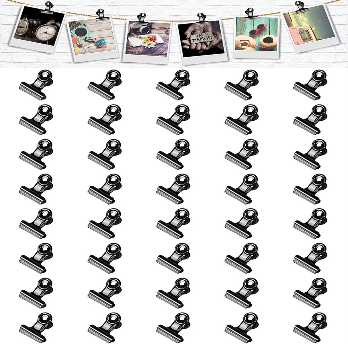 Mini bindmiddelclips 40 stuks 22 mm - Metalen scharnierclips voor documenten en foto's