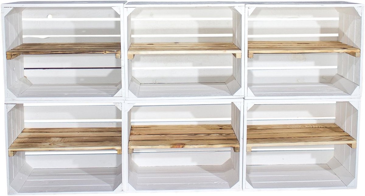 Set van 6 houten gevlamde kisten voor multifunctioneel gebruik in huis