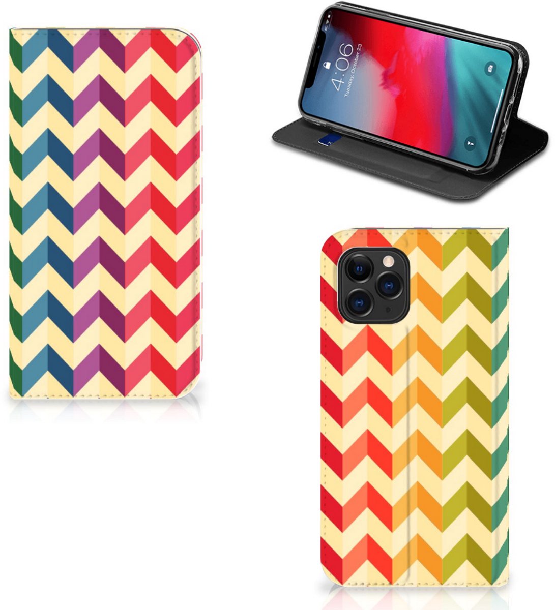 Apple iPhone 11 Pro Hoesje met Magneet Zigzag Multi Color