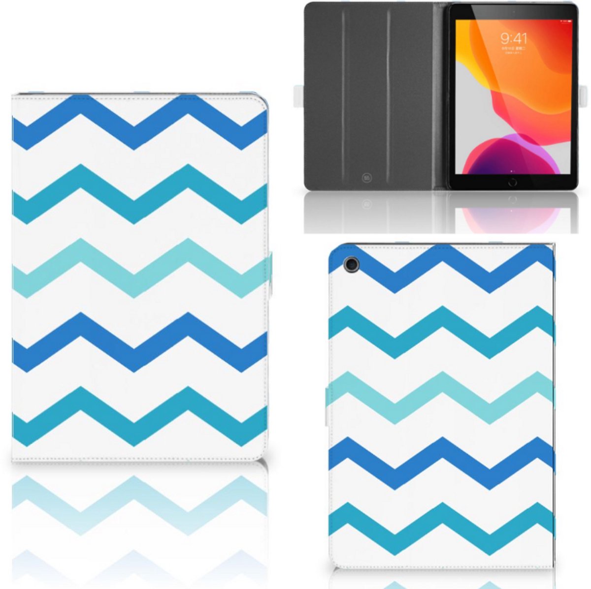 iPad 10.2 2019 | iPad 10.2 2020 | 10.2 2021 Tablet Hoes Zigzag Blauw