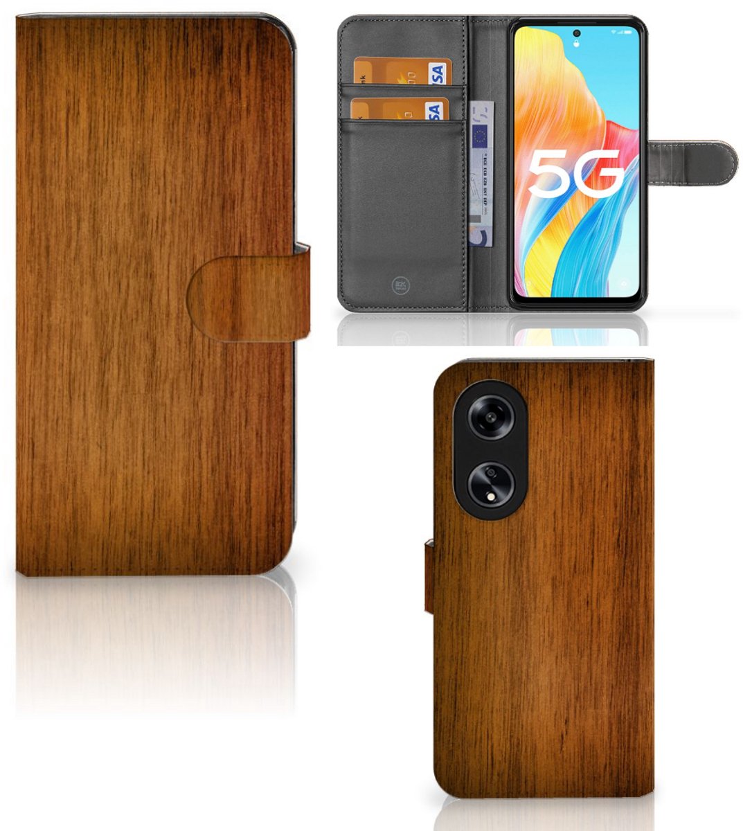 OPPO Reno8 T 5G Book Style Case Donker Hout